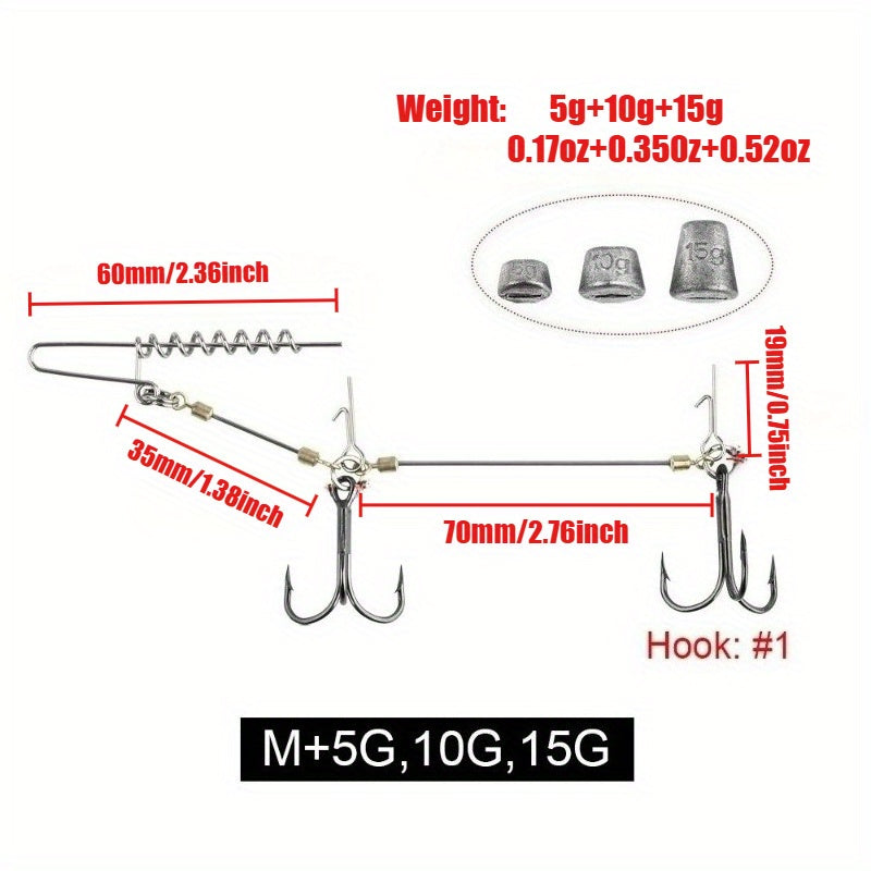 Saltwater Fishing Hook Rigs - Treble Hook Set for Heavy Soft Baits | Deep Sea Jig Hooks | High-Strength Lure Fishing System