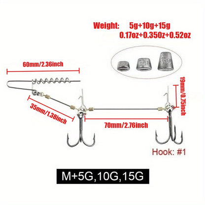 Saltwater Fishing Hook Rigs - Treble Hook Set for Heavy Soft Baits | Deep Sea Jig Hooks | High-Strength Lure Fishing System