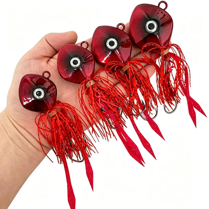 80g-200g 3D Eyes Laser Jig Lure, Heavy Skirted Swimbait for Deep Jigging Long Cast Saltwater Freshwater Fishing Bait