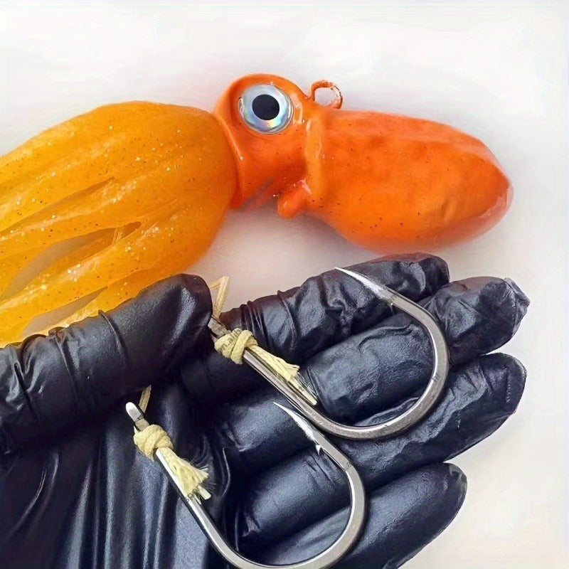 100g-450g Triple Size TPE Jig Bait - Deep Sea Giant Squid Lure with 2Treble Hooks, Realistic Fish Scale Detailing