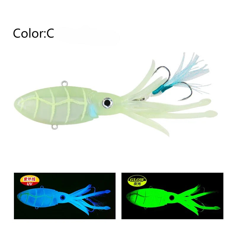 Luminous UV TPR 90g 130g 170g 200g 250g Octopus Squid Skirt With Assist Hook