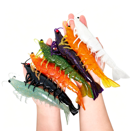 18cm/38g /Realistic Soft Artificial Shrimp Fishing Lures, Silicone Prawn Baits for Saltwater Sea Fishing