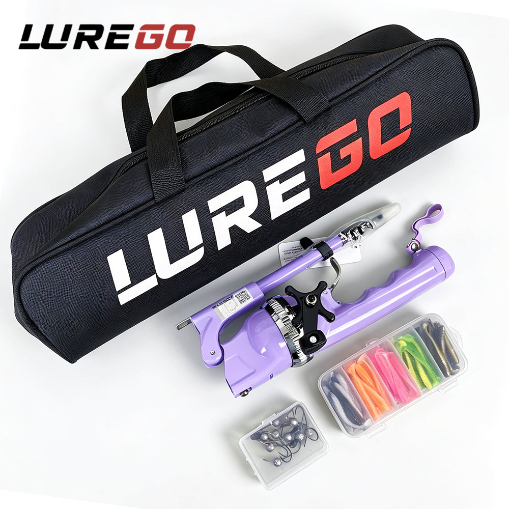 Portable Foldable All-In-One Sub Rod Full Kit Lightweight Travel Sea Saltwater Fishing Tackle Set