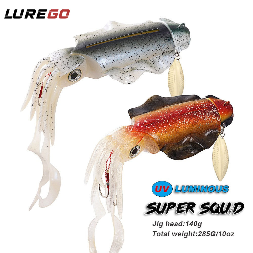 285g Luminous UV Squid Lure Deep Sea Saltwater Octopus Fishing Lure With Lead Weight