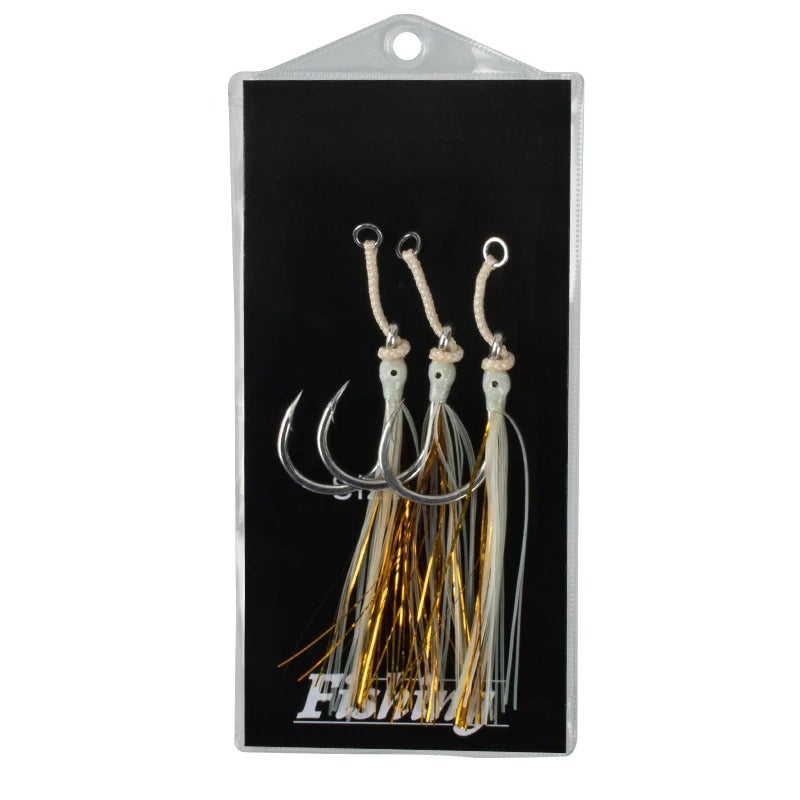 3PCS/Bag Assist Hooks 3/0‑9/0 Glow Squid Octopus Single Hook Saltwater Heavy Metal Jigging