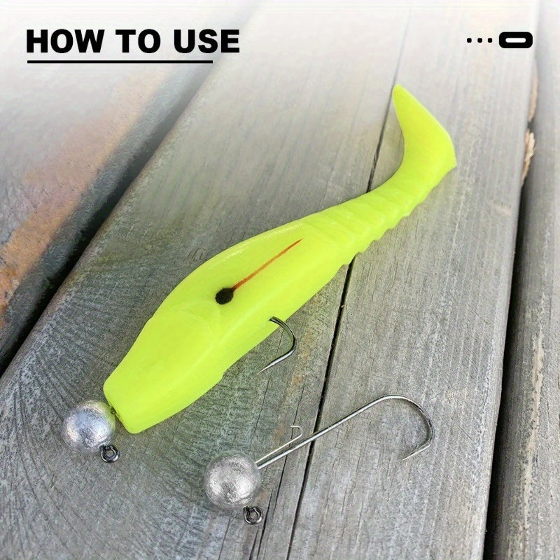 2pcs Large T-Tail Soft Lures 5.12inch/19G for Pike And Striped Bass, Shad Imitation Bait