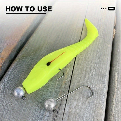 2pcs Large T-Tail Soft Lures 5.12inch/19G for Pike And Striped Bass, Shad Imitation Bait