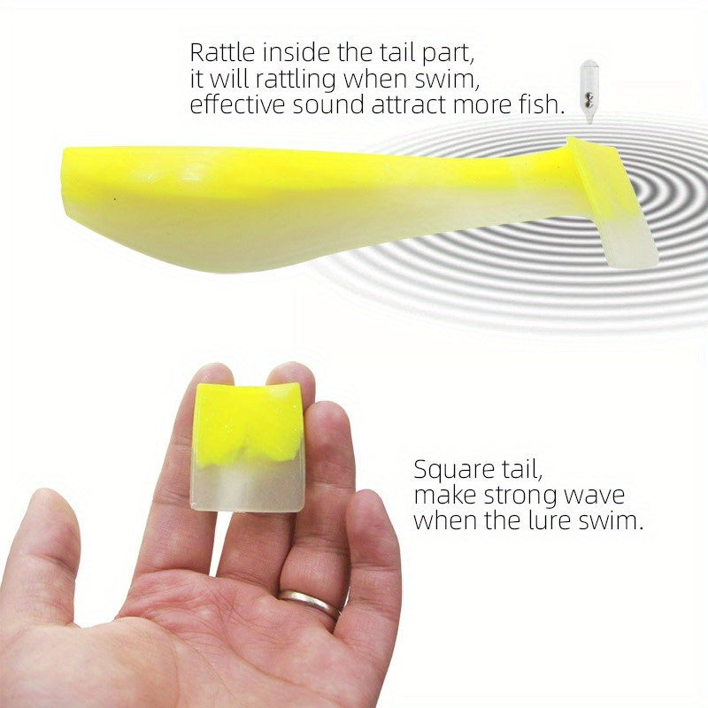 6.69in Sound Bead T-Tail Soft Bait, Mimicking Lure for Night Fishing Squid, Soft Worm with Sound at The Tail