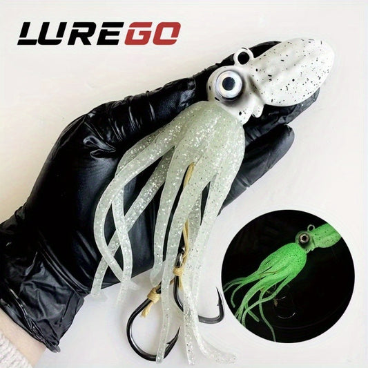 100g-450g Triple Size TPE Jig Bait - Deep Sea Giant Squid Lure with 2Treble Hooks, Realistic Fish Scale Detailing