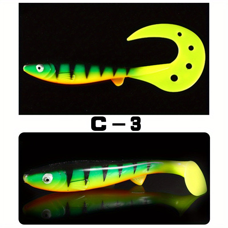 Giant 7.48inch/6.5inch T-Tail Curled Tail Grub Soft Fishing Lure - Saltwater Freshwater Bass Grouper Bait