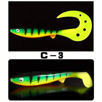 Giant 7.48inch/6.5inch T-Tail Curled Tail Grub Soft Fishing Lure - Saltwater Freshwater Bass Grouper Bait