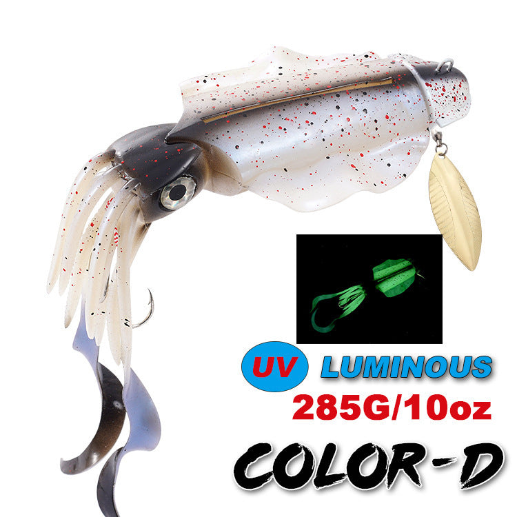 285g Luminous UV Squid Lure Deep Sea Saltwater Octopus Fishing Lure With Lead Weight