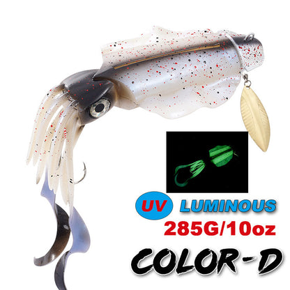 285g Luminous UV Squid Lure Deep Sea Saltwater Octopus Fishing Lure With Lead Weight