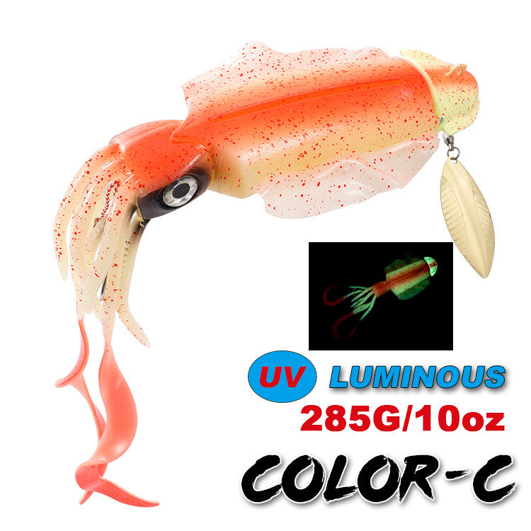 285g Luminous UV Squid Lure Deep Sea Saltwater Octopus Fishing Lure With Lead Weight