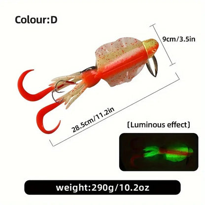 285g Luminous UV Squid Lure Deep Sea Saltwater Octopus Fishing Lure With Lead Weight
