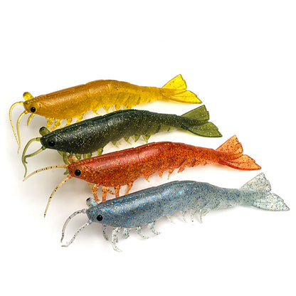 18cm/38g /Realistic Soft Artificial Shrimp Fishing Lures, Silicone Prawn Baits for Saltwater Sea Fishing
