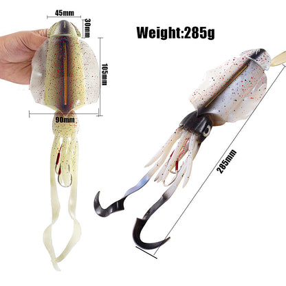 285g Luminous UV Squid Lure Deep Sea Saltwater Octopus Fishing Lure With Lead Weight
