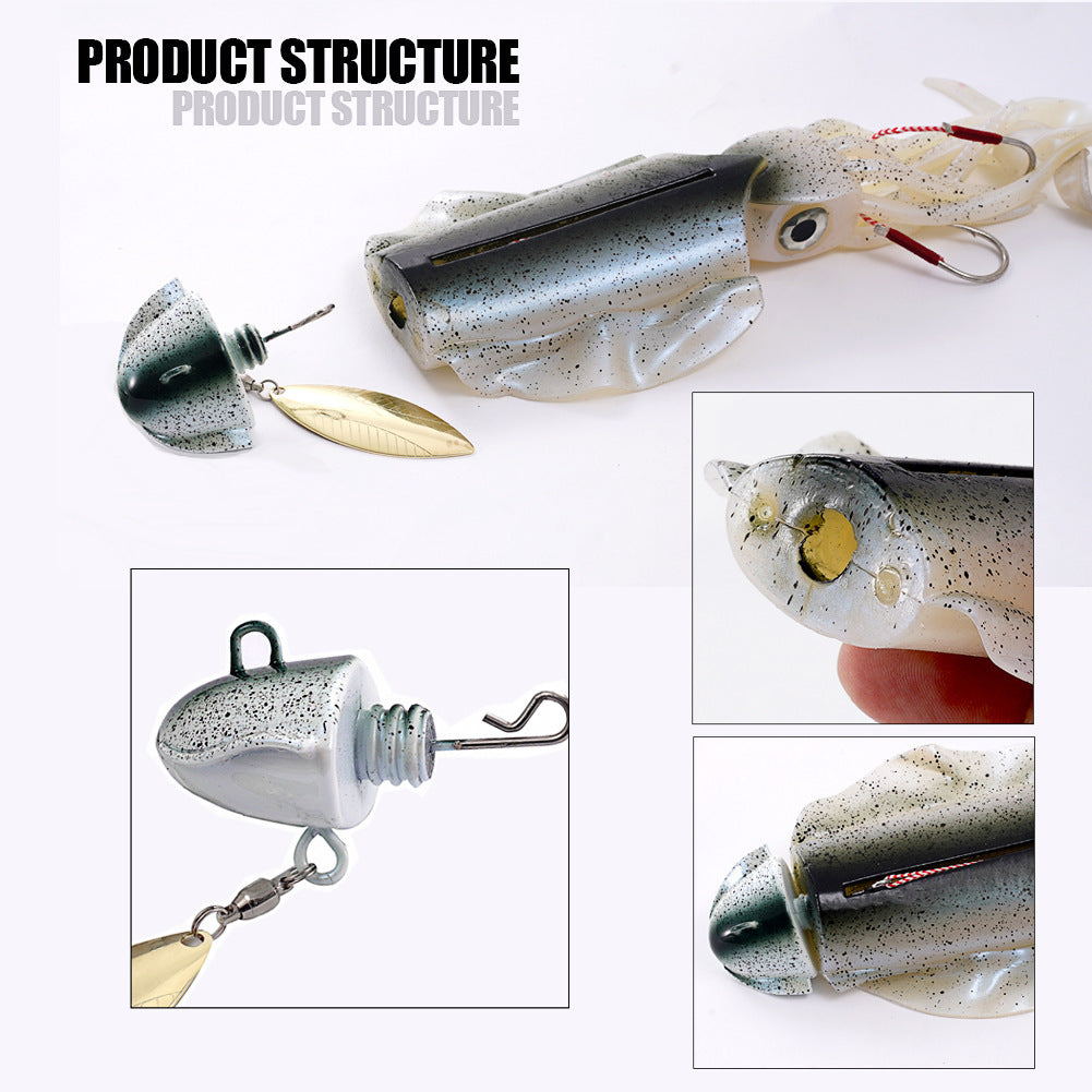 285g Luminous UV Squid Lure Deep Sea Saltwater Octopus Fishing Lure With Lead Weight