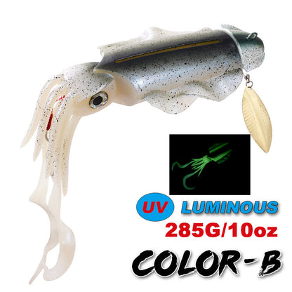 285g Luminous UV Squid Lure Deep Sea Saltwater Octopus Fishing Lure With Lead Weight
