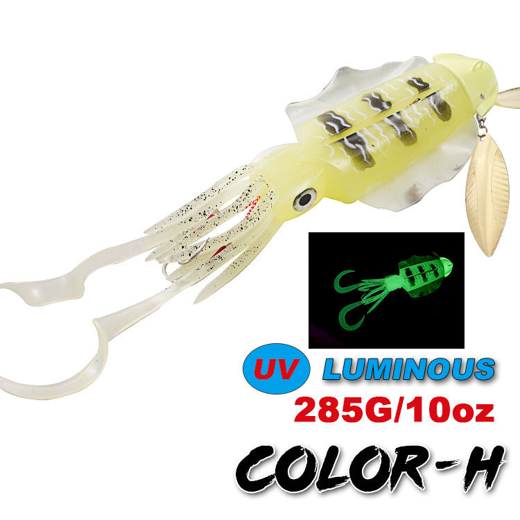 285g Luminous UV Squid Lure Deep Sea Saltwater Octopus Fishing Lure With Lead Weight
