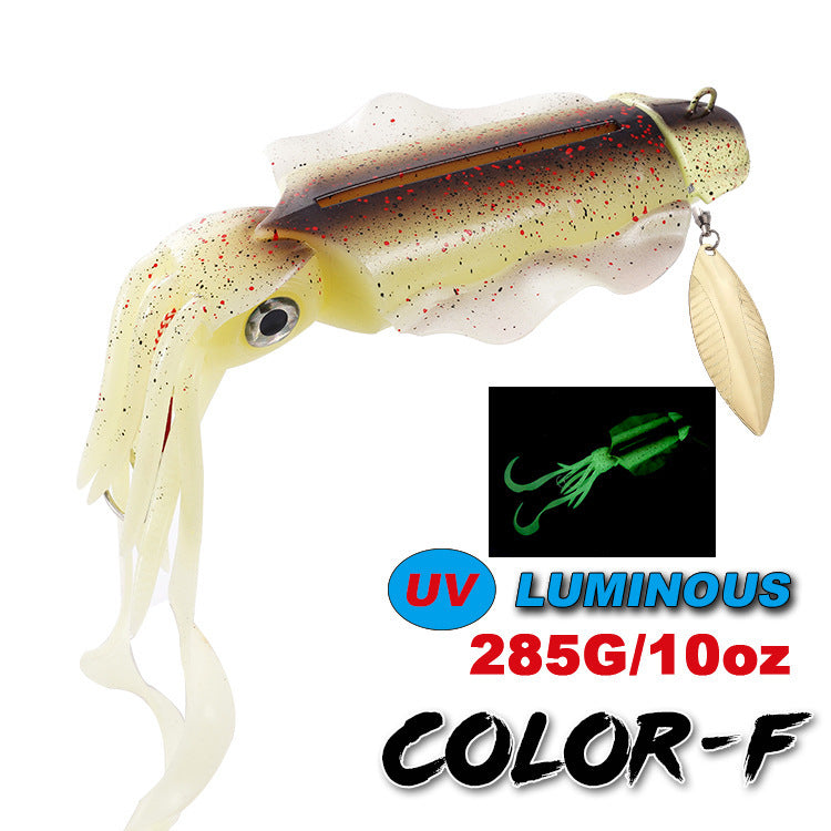 285g Luminous UV Squid Lure Deep Sea Saltwater Octopus Fishing Lure With Lead Weight