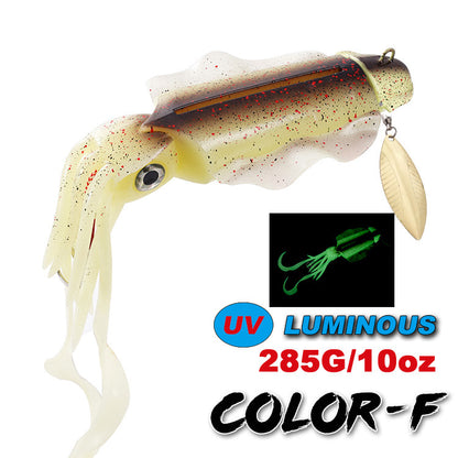 285g Luminous UV Squid Lure Deep Sea Saltwater Octopus Fishing Lure With Lead Weight