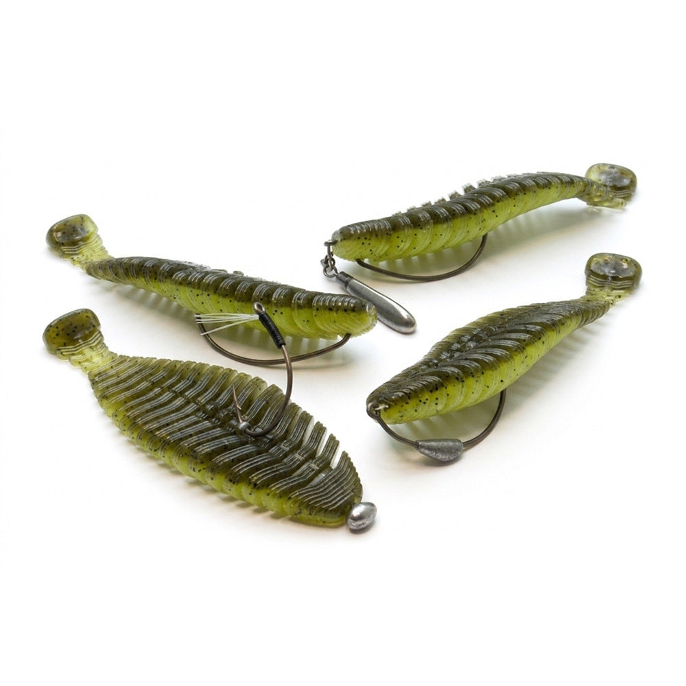 9.5cm/12g Flat Gill Fish Bone Soft Lure Slow Sinking Bass Soft Bait For Black Pond