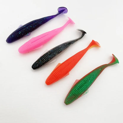 3PCS  12.5cm T-tail Soft Lure: Features a micro-wing dual-groove design for dynamic, all-water action