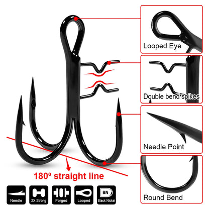 LUREGO 2pcs Strike Point Stinger Rig for Pike Fishing, Wide Bend T Belly Assist Hooks #4 #2 #1 #1/0, Soft Rubber Softbait Lure Fishing Accessorie