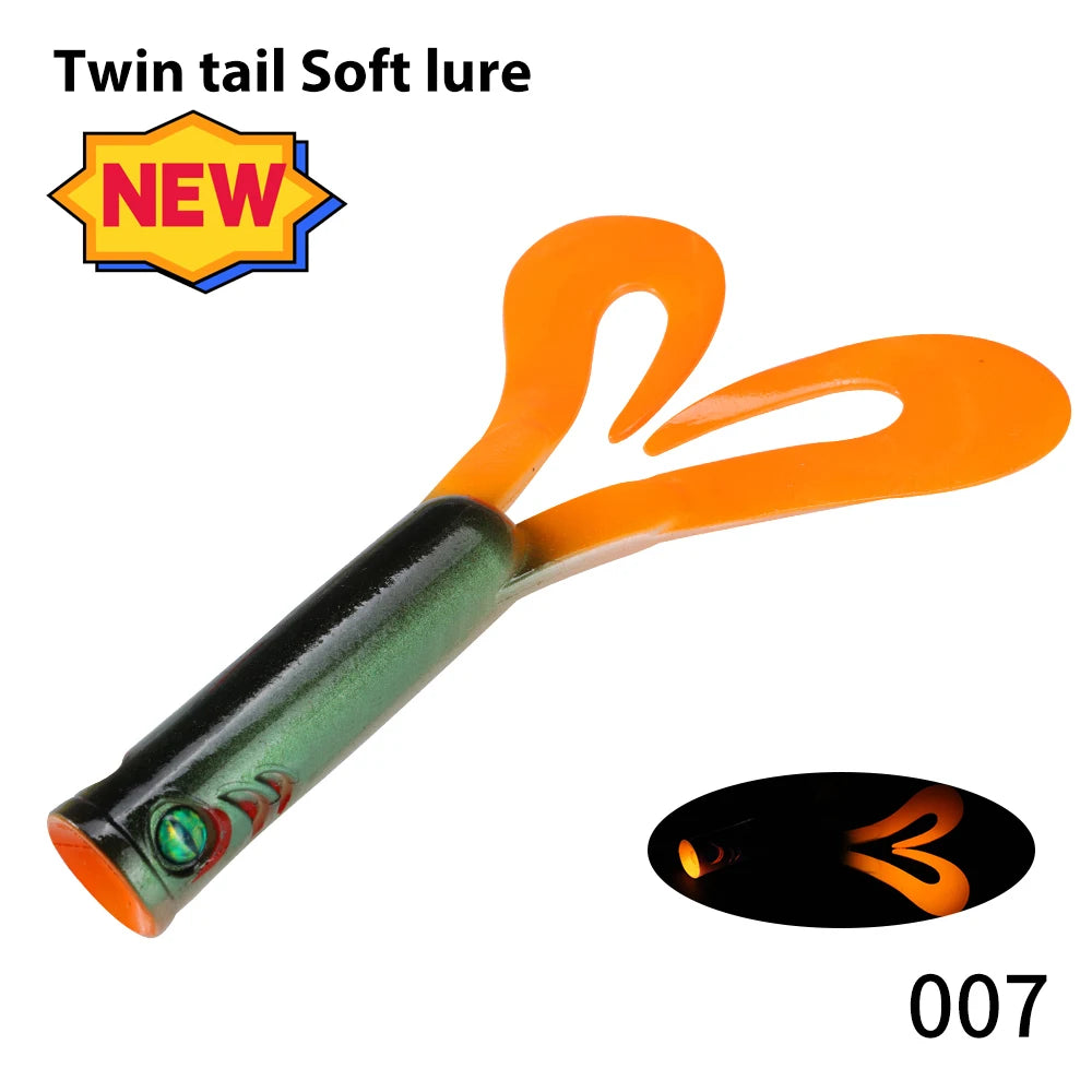 145mm/21.7gTwin Tail Trailer Soft Fishing Lure Silicone Spinning PVC For Pike Barsch Zander Fish Accessories