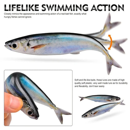 2/3PCS 3D Printed Sardine /Mackerel Lure 15cm, Soft Plastic Bait with Realistic Swimming Action