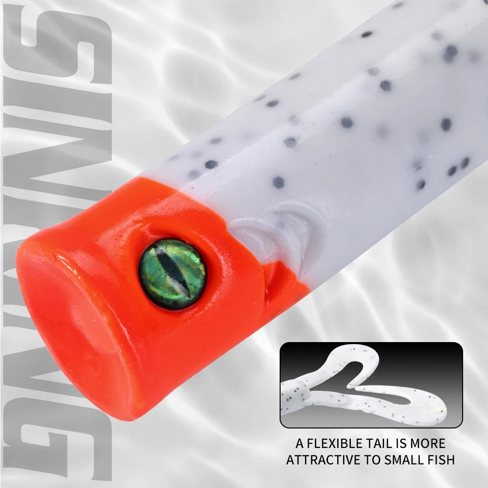 145mm/21.7gTwin Tail Trailer Soft Fishing Lure Silicone Spinning PVC For Pike Barsch Zander Fish Accessories