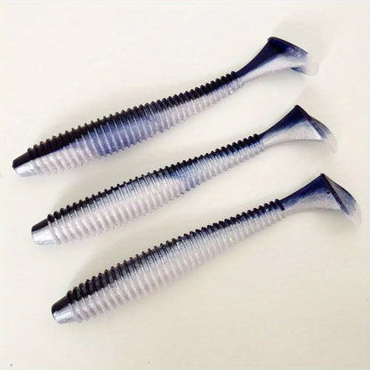 3PCS  16cm/20cm Large Ribbed T-Tail Soft Lure, Realistic Fishing Bait, Slow-Sink Design, Suitable for All Water Layers