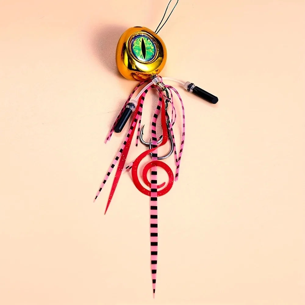 100g-300g Saltwater Slider Jig Lure, Natural Curly Silicone Streamer Heavy Duty Fishing Bait