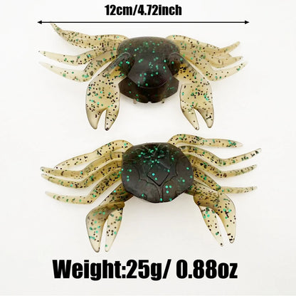2PCS 12cm Weedless Crab Soft Lure | Lifelike Bait for Inshore, Surf & Bass Fishing