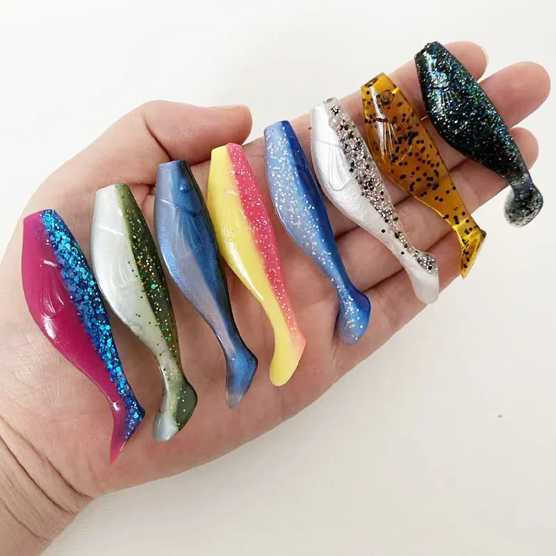 5PCS  6cm T-Tail Soft Bait, Sinking Fish Shaped Worm, Slow Sinking & Wobbling Action, All Water Layer Search