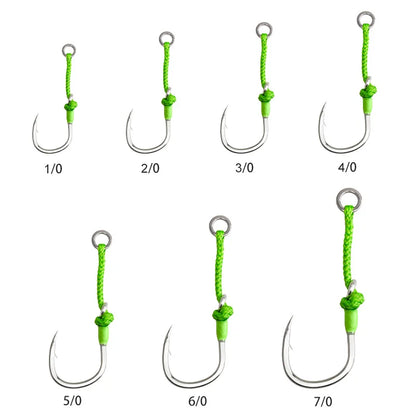 4PC Single Assit Hooks High-carbon steel sea fishing, PE binding line
