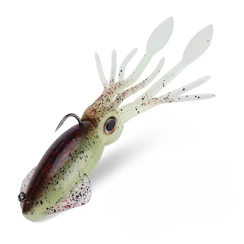 130g-200g Squid for Deep Sea Trolling, Soft Octopus Lure Heavy-Duty Bait with Internal Sinker Targeting Trophy Fish