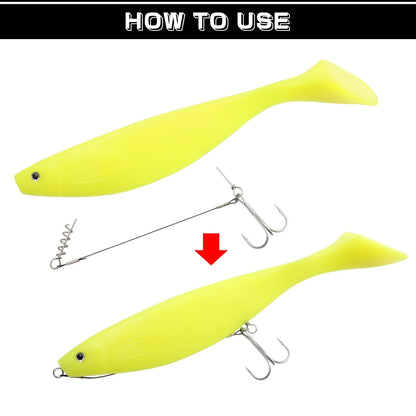 2PC Stinger Wire Trace Leader With Screw Treble Hook For Soft Bait