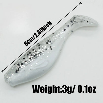 5PCS  6cm T-Tail Soft Bait, Sinking Fish Shaped Worm, Slow Sinking & Wobbling Action, All Water Layer Search