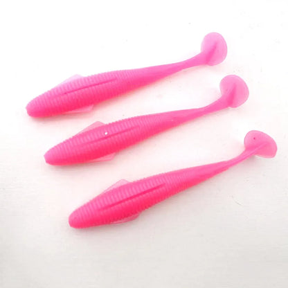 3PCS  12.5cm T-tail Soft Lure: Features a micro-wing dual-groove design for dynamic, all-water action
