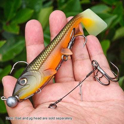 LUREGO 2pcs Strike Point Stinger Rig for Pike Fishing, Wide Bend T Belly Assist Hooks #4 #2 #1 #1/0, Soft Rubber Softbait Lure Fishing Accessorie