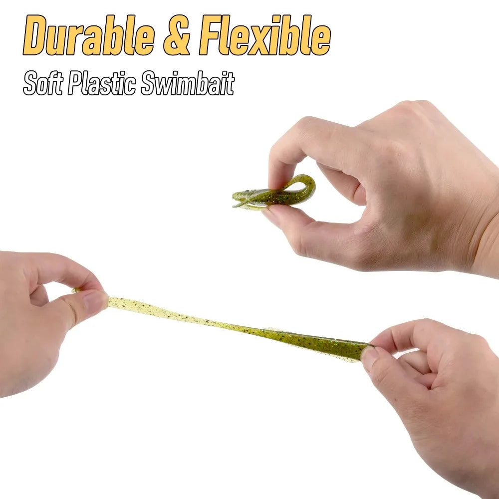5PCS  3D Curl Grub Soft Lure | 9.4cm 4.1g Bionic Design with Two-Tone Eyes