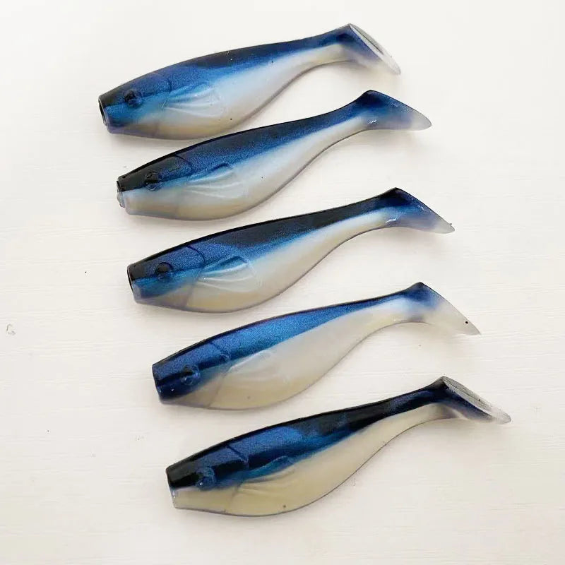 5PCS  6cm T-Tail Soft Bait, Sinking Fish Shaped Worm, Slow Sinking & Wobbling Action, All Water Layer Search