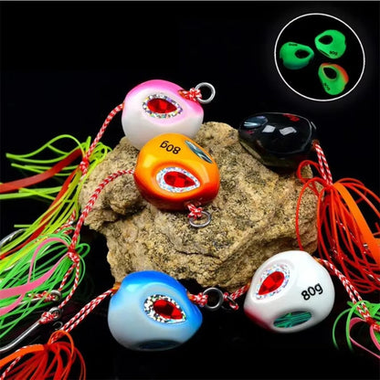 Slow Jigging Metal Lure 60-200g - Full Water Column Sinking Bait with Hook Rig ，Tail color random