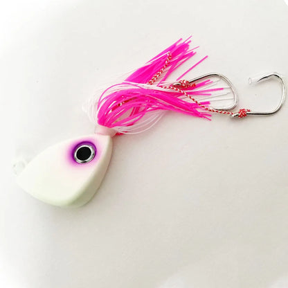 100g-250g Jigging Lure | Offshore Saltwater Jigging Lure with Squid Skirt Double Hooks