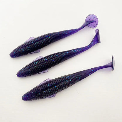 3PCS  12.5cm T-tail Soft Lure: Features a micro-wing dual-groove design for dynamic, all-water action