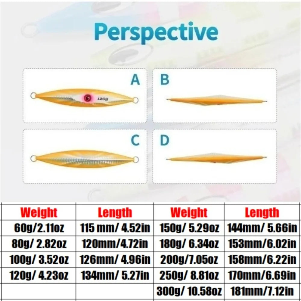 LUREGO Glow Diamond Metal Jig 60-300g, Fast Sink Jig for Tuna & Kingfish