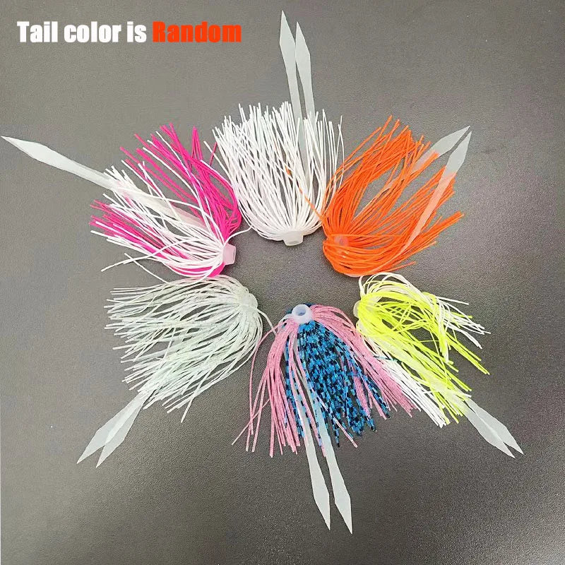 100g-250g Jigging Lure | Offshore Saltwater Jigging Lure with Squid Skirt Double Hooks