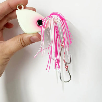 100g-250g Jigging Lure | Offshore Saltwater Jigging Lure with Squid Skirt Double Hooks